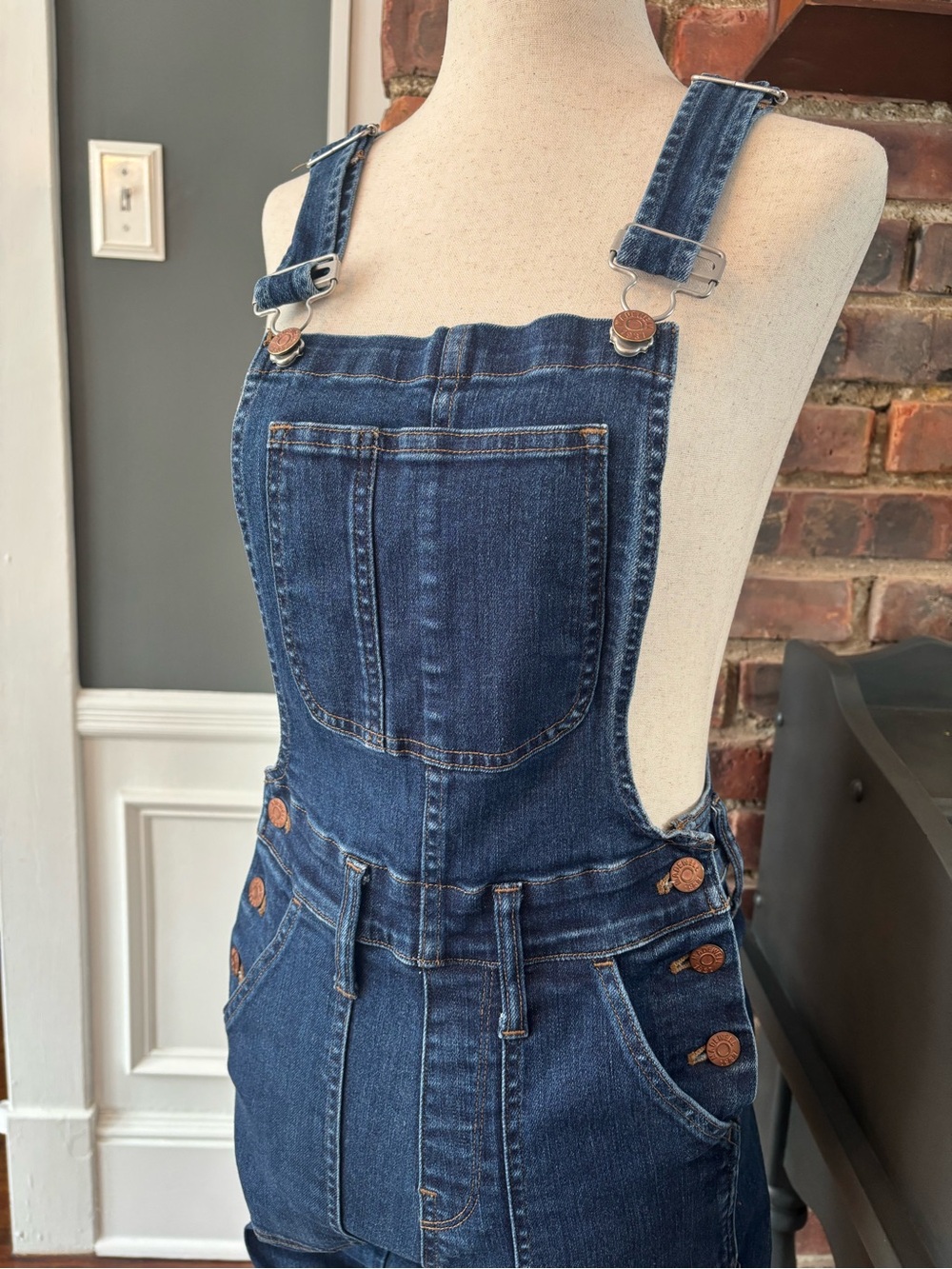 Madewell Indigo Denim Overalls with Copper Hardware